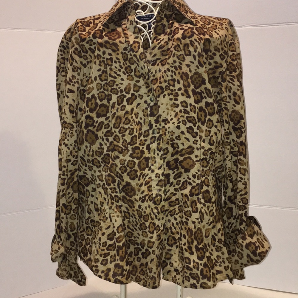 💕💕 Jones of New York leopard Print Sz 6 great shirt easy wear🫶🏼